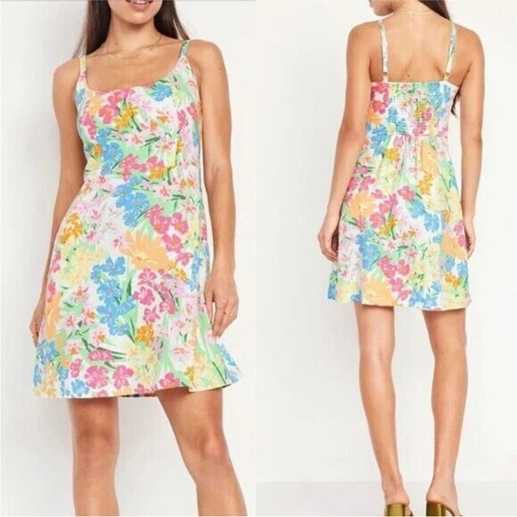 Old Navy Dresses & Skirts - NWT Old Navy Tropical Floral Woven Sleeveless A-Line Cami Mini Dress Pink Large